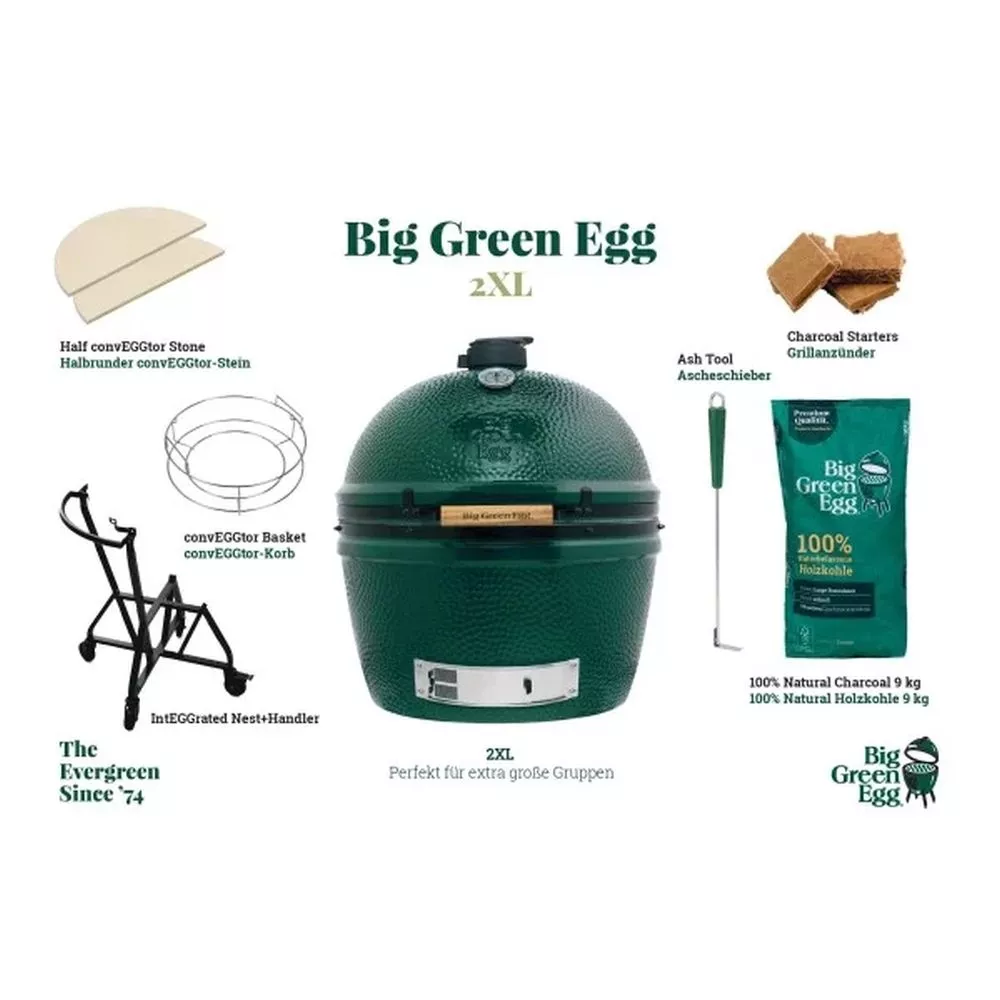 Holzkohlegrill Big Green Egg 2XLarge Starter Paket 1 Holzkohlegrill Big Green Egg 2XLarge Starter Paket