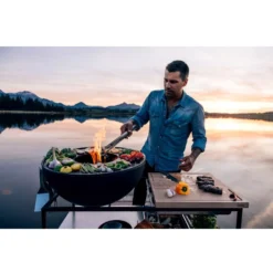 FIRE KITCHEN Mit BOWL 57 Plancha-Grillset Tief -Camping Lieferungen buchenholz arbeitsplatte fire kitchen hoefats mit bowl 57 plancha grill set mobile aussenkueche 1000 2 26345