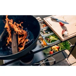 FIRE KITCHEN Mit BOWL 70 Plancha-Grillset Tief -Camping Lieferungen feuerschale bowl70 hoefats fire kitchen mobile outdoor kueche plancha grillset holzarbeitsplatte edelstahleinlegeboeden 1000 6 26346