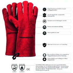 Feuermeister Premium BBQ Grillhandschuhe, Leder, Grösse 8 -Camping Lieferungen grillzubehoer feuermeister premium grillhandschuhe groesse 8 atmungsaktives leder 1000 2 24665