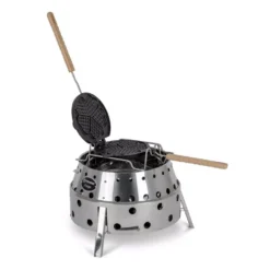 Petromax Wende-Waffeleisen Inklusive Haltegestell -Camping Lieferungen lange holzgriffe fuer sicheres handling petromax wende waffeleisenform 1000 2 25982
