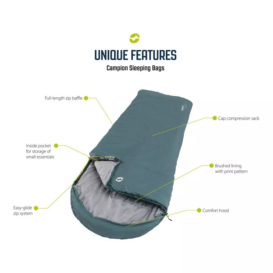 Camping-Schlafsack Outwell Campion Lux, Teal | Ausstellungsstück 2 Camping-Schlafsack Outwell Campion Lux, Teal | Ausstellungsstück – Bild 2