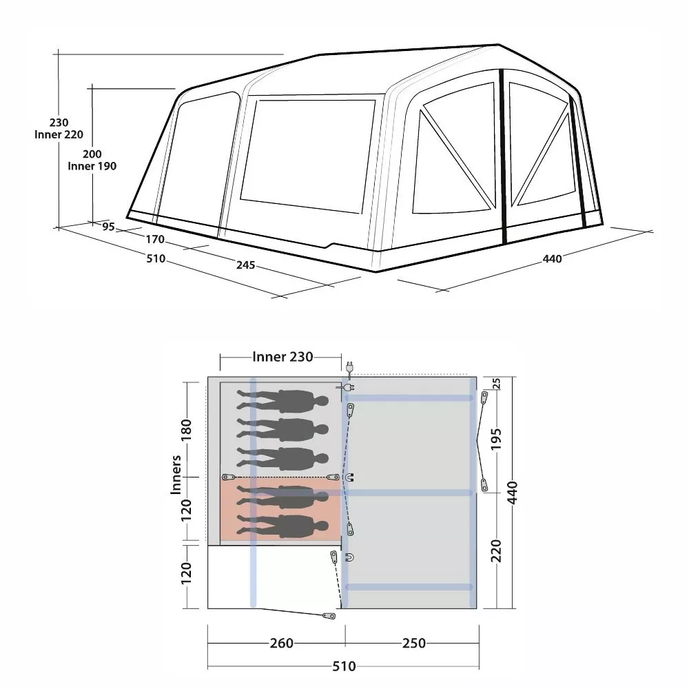 Aufblasbares Campingzelt Outwell Virginia 5 Air TC 2 Aufblasbares Campingzelt Outwell Virginia 5 Air TC – Bild 2