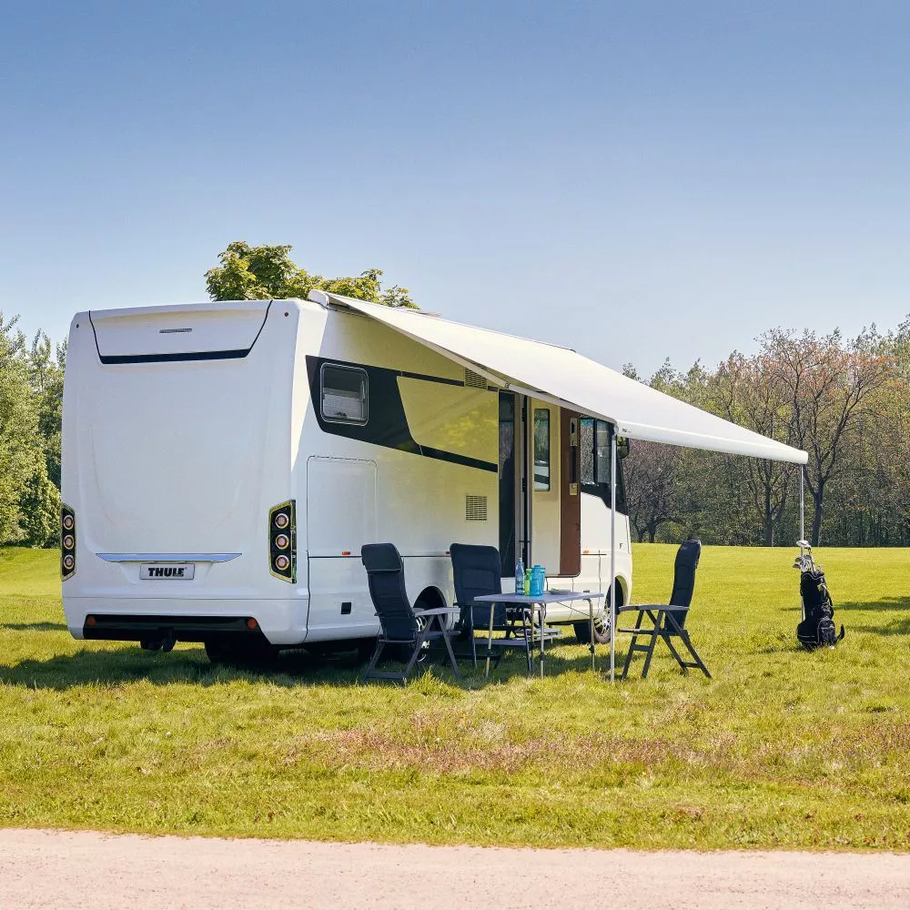 Markise, Sonnenstore Thule Omnistor 9200, Tuch: Saphir-blau, Gehäuse: Weiss 2 Markise, Sonnenstore Thule Omnistor 9200, Tuch: Saphir-blau, Gehäuse: Weiss – Bild 2